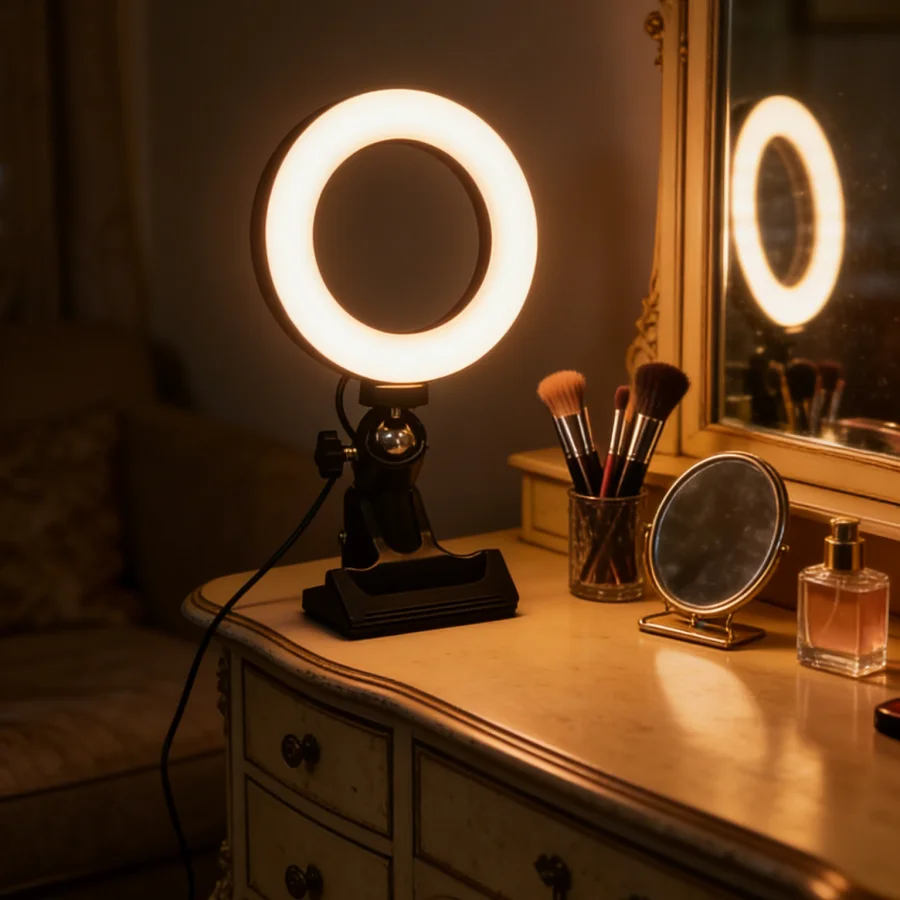 

1PC Clip-On Ring Light | USB Powered | Dimmable 3 Color Modes for Desk, Makeup & Video Conferencing