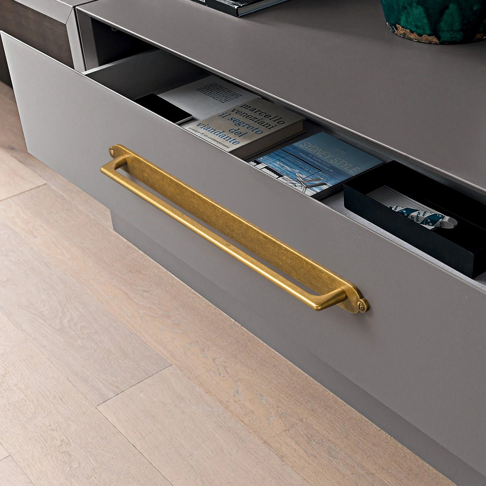 Goo-Ki Antique Brass Zinc Alloy Cabinet Handles with Backplate - Drawer Knobs and Cabinet Pull Hardware for Bedroom, Kitchen