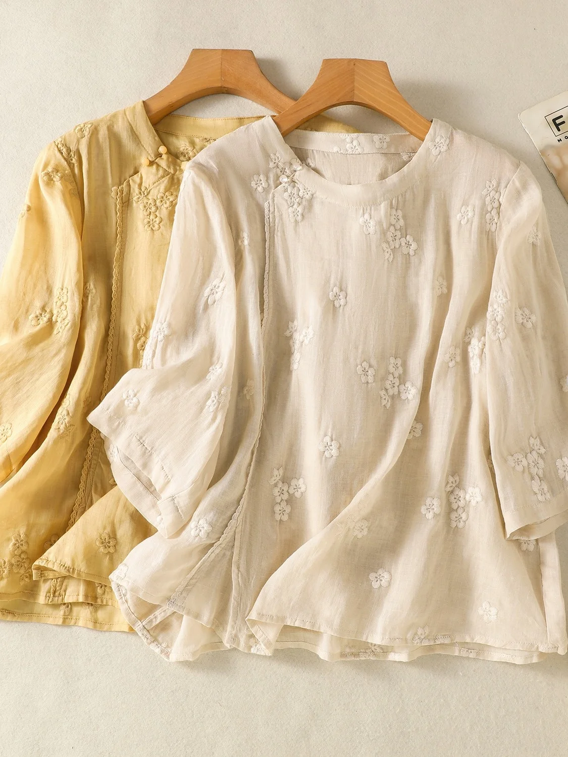 Summer Linen Clothing For Women - Neues Chinesisches Besticktes Leinenhemd für Damen