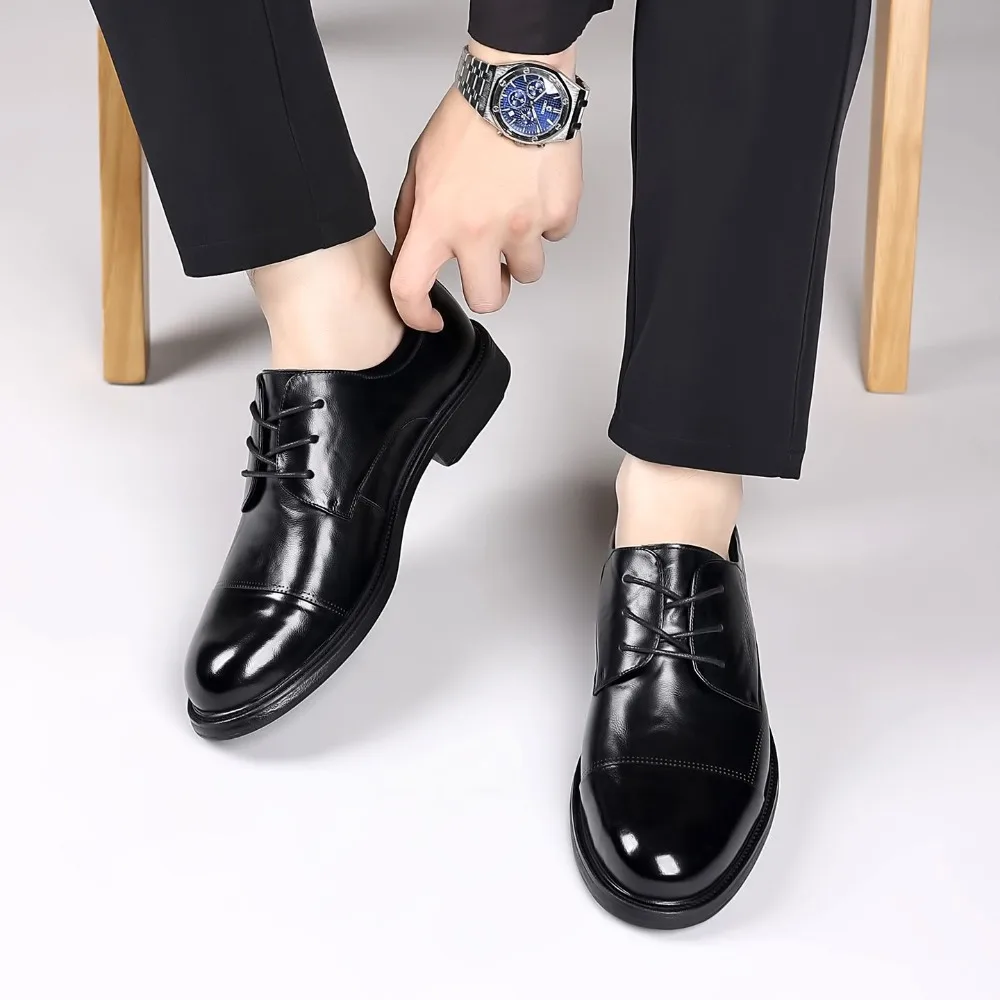 

Autumn New Breathable Casual High-end Versatile Fashion Simple Business Dress Leather Genuine Leather Three-joint Men's Shoes