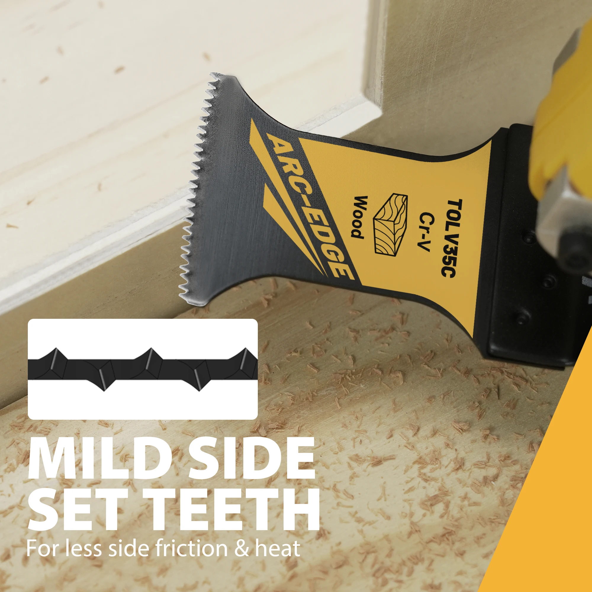 TOLESA 3PCS Arc Edge Oscillating Saw Blades Set Multitool Blades for Wood Plastic Cut Sharp Wear Resistant Oscillating Blade CRV