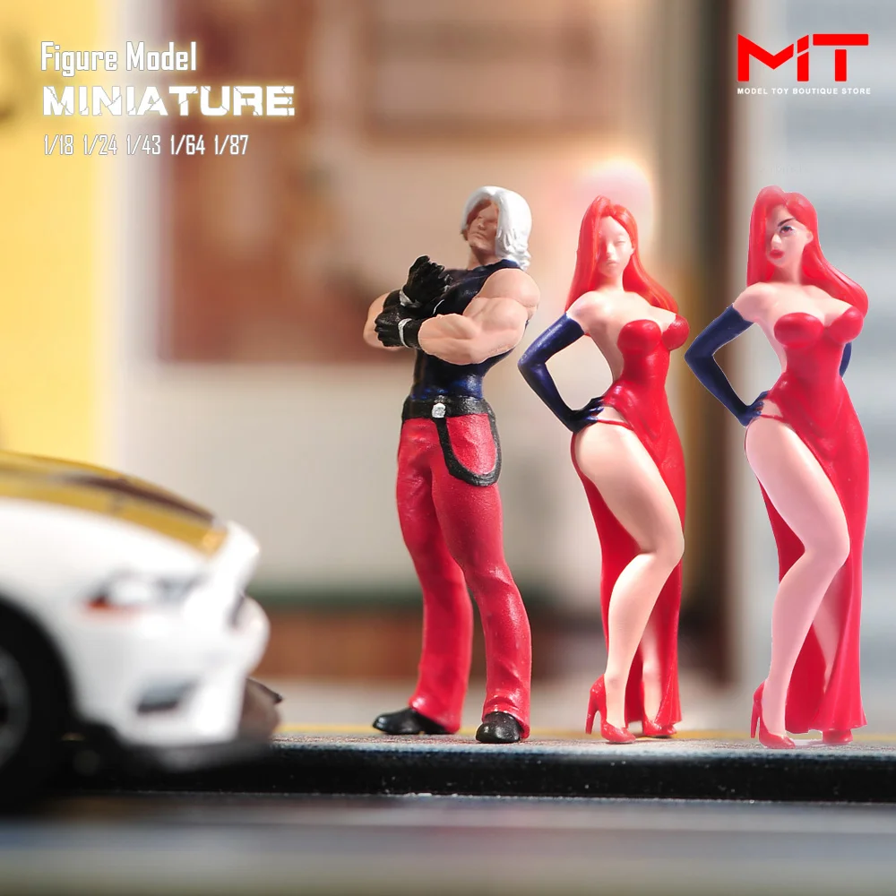 In Stock Painted Miniatures 1/87 1/64 1/43 1/24 1/18 Red Dress Beauty Girls Male Boxer Figure Figurine Diorama Mini Doll Model