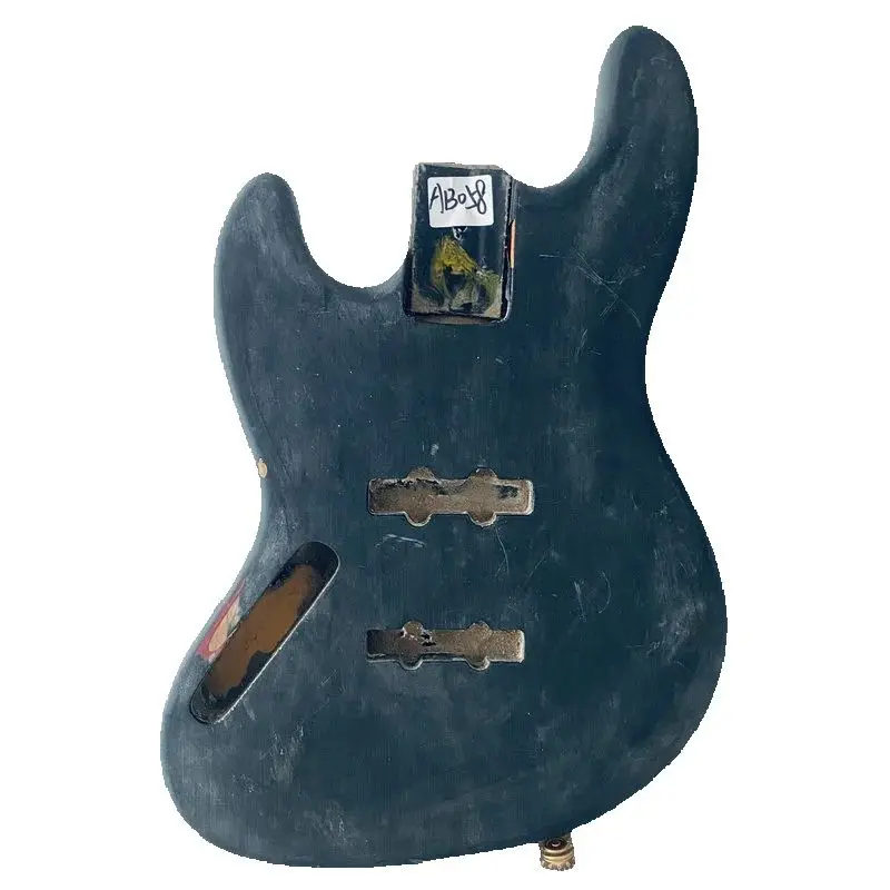 AB058 Left Hand Version Jazz Bass Body Black Color Solid Basswood with Damages and Surface Dirty  JB Pickups for DIY view 2