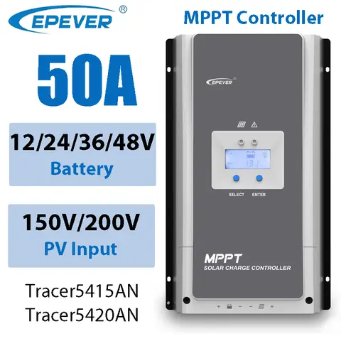 MPPT 태양광 컨트롤러 배터리, 최대 태양광 패널 입력 자동 식별, PV EPEVER 5415AN 5420AN, 50A, 12 V, 24 V, 36 V, 48V 입력, 150V, 200V