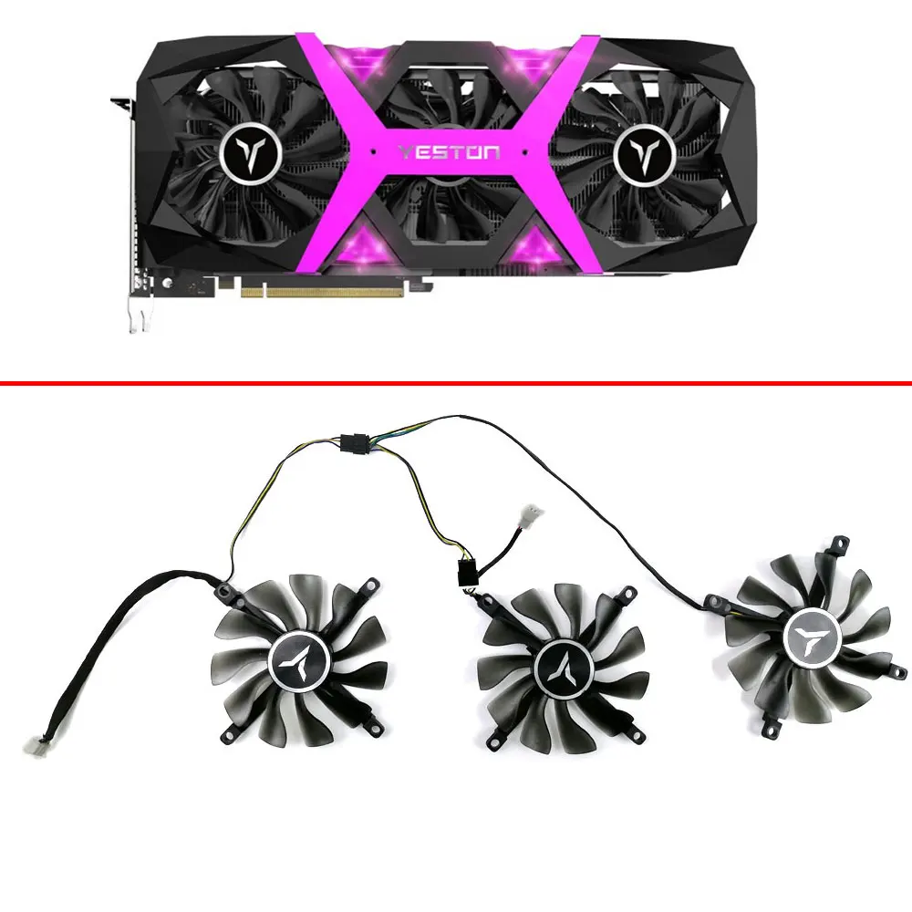 

3 FAN Brand new 4PIN 85MM RTX3060 GPU fan suitable for Yeston GeForce RTX 3060 RTX 3060 Ti graphics card cooling