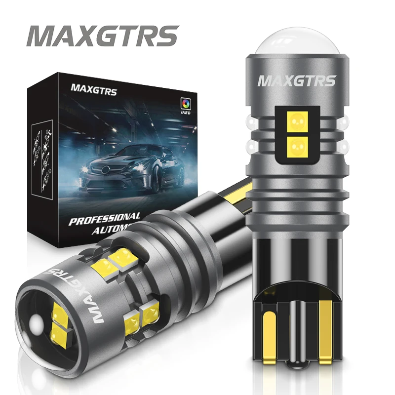 MAXGTRS 2Pcs T10 W5W LED Żarówka Canbus No Error 194 168 LED Light XBD Chip Samochodowa lampka sygnalizacyjna Wewnętrzne światła postojowe Białe