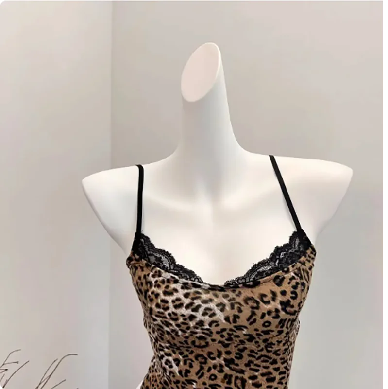 Damen Leopard Crop Top Sets Mode Weste ästhetische Korsett Top Schulter ärmel los y2k sexy Vintage Tanktops 1920er Jahre Kleidung