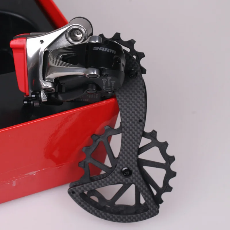 J & L Carbon Fiber + Ceramic Bearing Large Jockey Pulley Rear Dial System/Large Chicken Leg-SRAM Etap Red