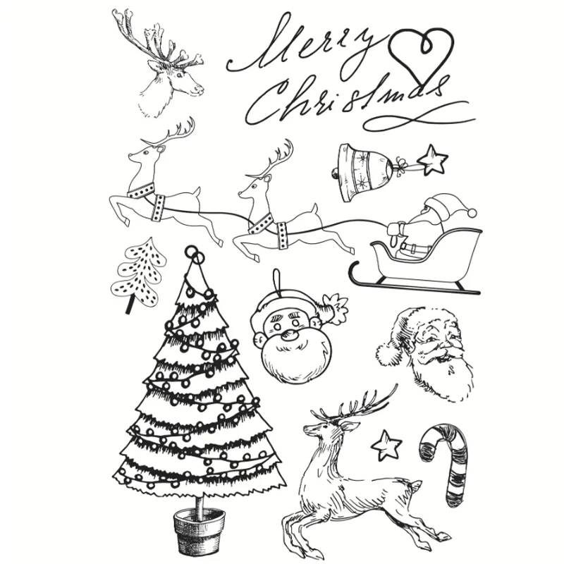 

Christmas Tree Elk Stamps Rubber Transparent Silicone Seal DIY Hand Account Scrapbook Journal Decoration Crafts Stencil Reusable