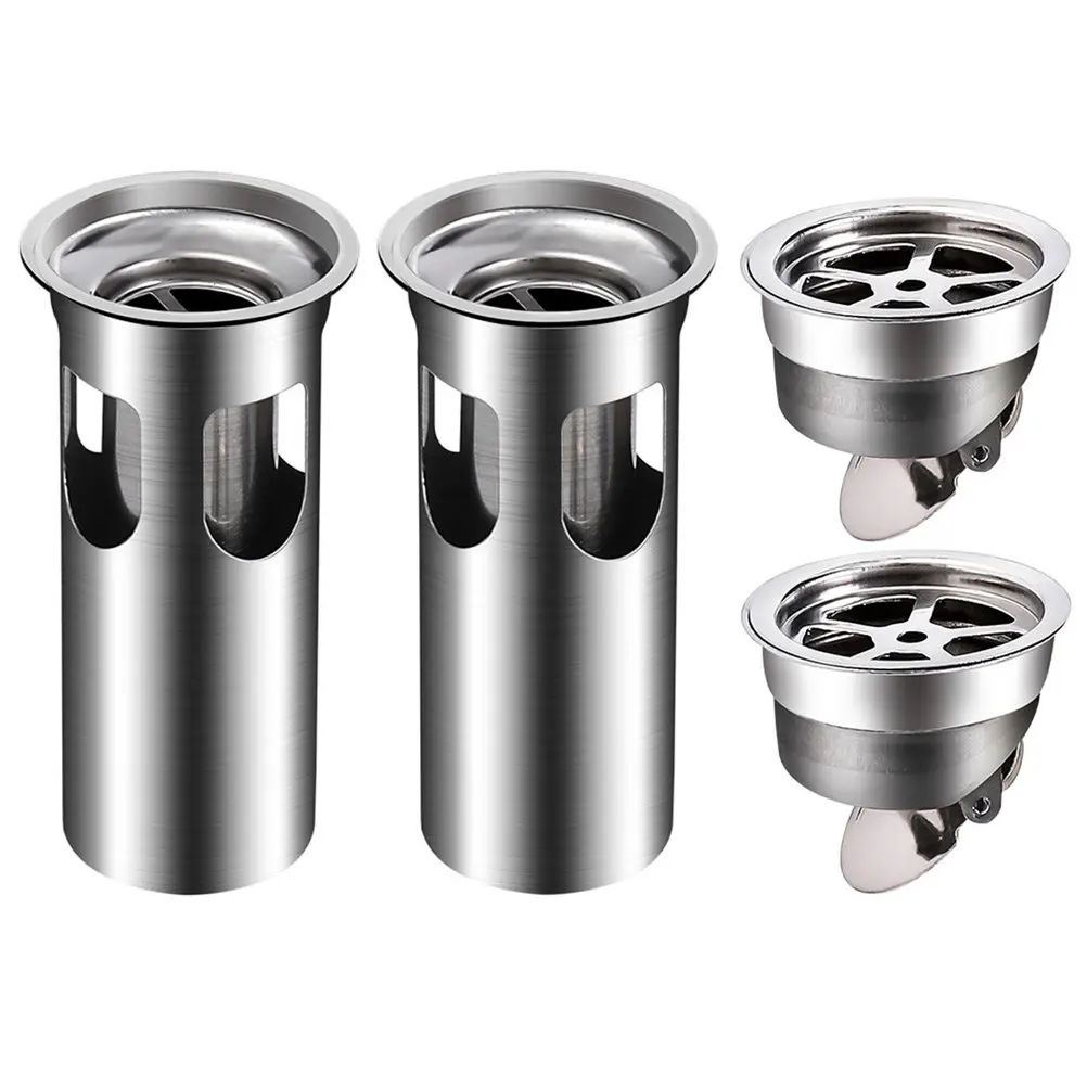 

4Pcs Copper Drain Filter Floor Drain Strainer with Internal External Water Seal Odor Isolation Home Drainage Cover