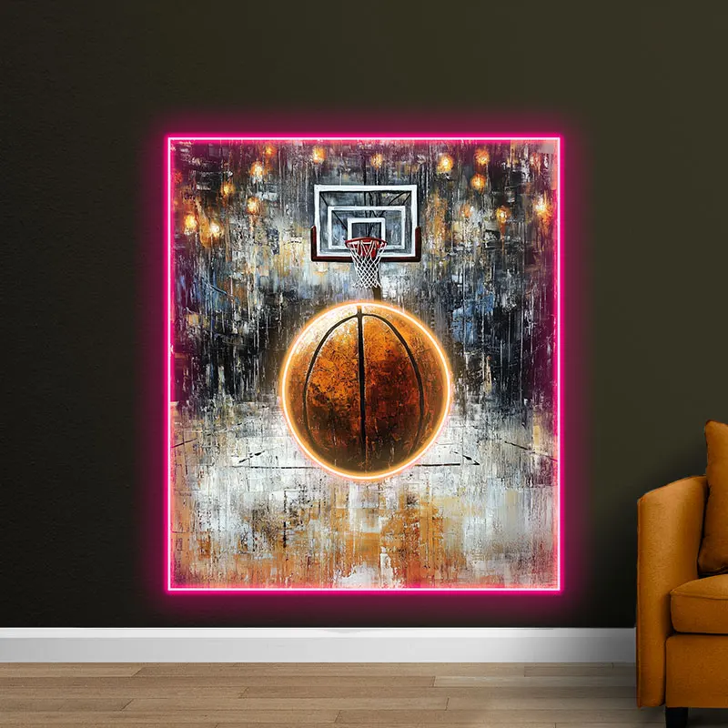 Basketball Neon LED Wall Light, Sports-Themed Decorative Light for Game Rooms, Bars & Home, Perfect Gift for Basketball Fans