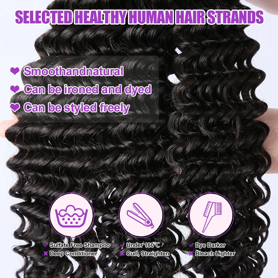 30 32 38 بوصة غريب مجعد حزم 100% الشعر البشري البرازيلي نسج عميق 1/3/4 قطعة حزم الشعر البشري عذراء وصلات شعر خام #5