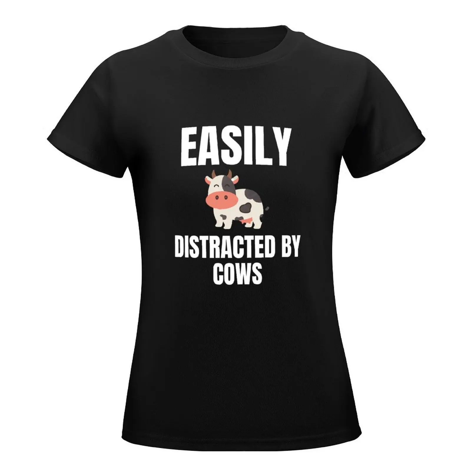 Easily Distracted By Cows T-Shirt aesthetic clothes Blouse tops Women clothing