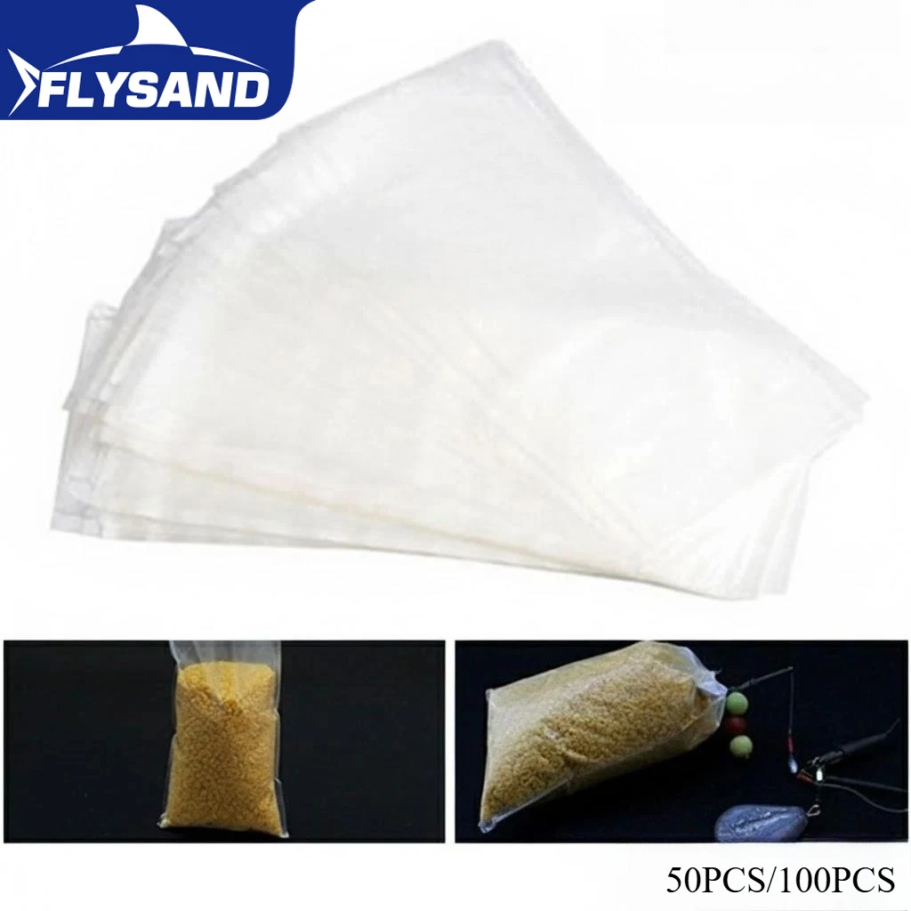 50/100PCS Fishing PVA Bags Carp Fishing Tackle PVA Bags Mesh for Carp Coarse Boilie Pellet Bait 7*14cm