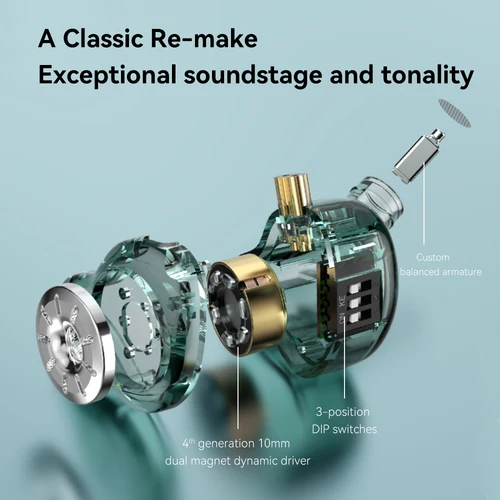 Imagen 2 del producto TRN ST1 PRO-auriculares intrauditivos 1DD 1BA, controlador híbrido con cable, interruptor de sintonización, cancelación de auriculares HIFI, auriculares de graves