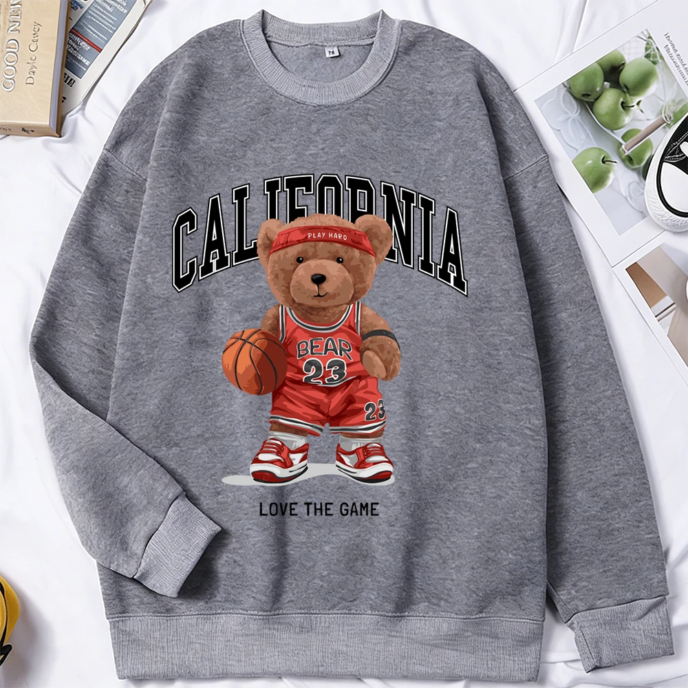 

Мужская модная толстовка California'S Bear Loves Basketball, универсальный пуловер, флисовый теплый осенний мужской свободный костюм с длинными рукавами
