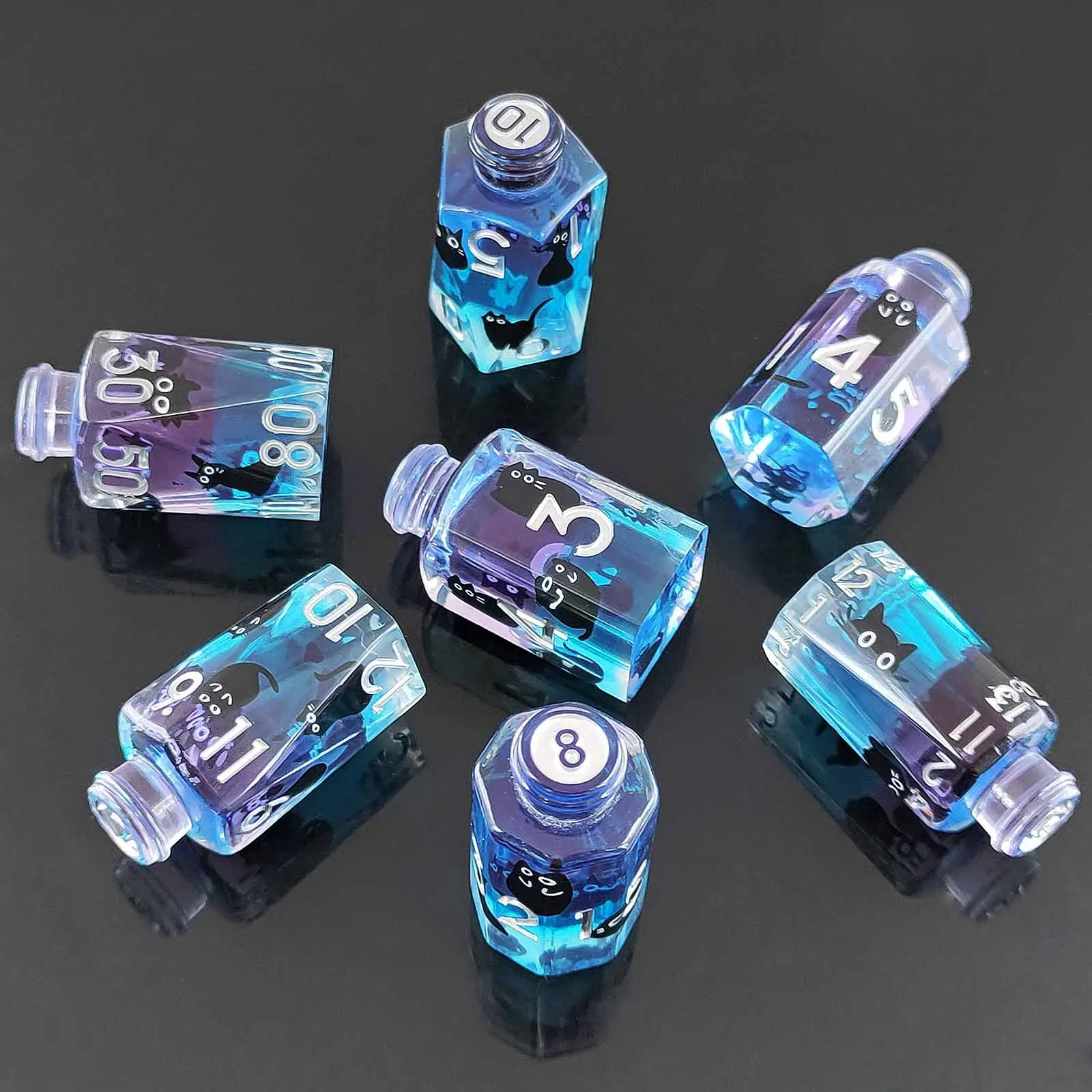 

Seven resin medicine bottle dice DND Dragon and Dungeon RPG board game dice set Role play Cthulhu dice dice in dice set