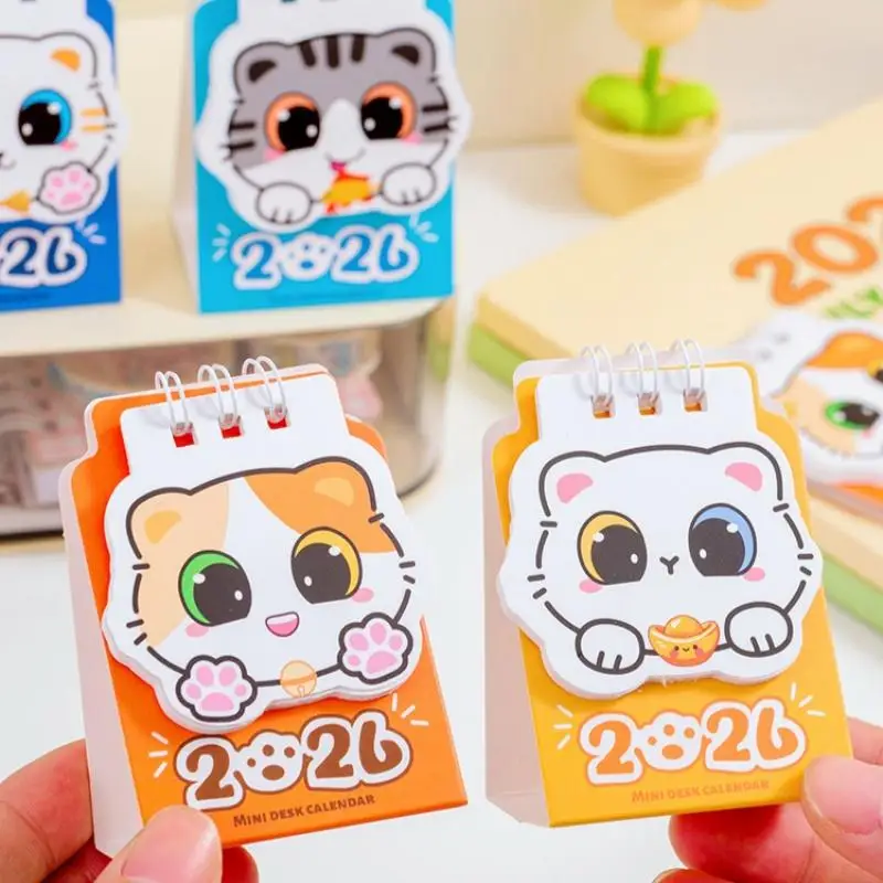 

1Pcs Portable Pocket Calendar 2026 Cartoon Cat Desk Calendar Schedule Desktop Decoration Office School Supplies Student Gift