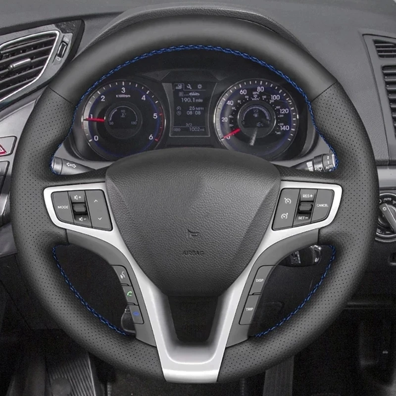 Customized Car Steering Wheel Cover Hand Sewing Non-slip Leather Original Steering Wheel Braid For Hyundai I40 2011-2019