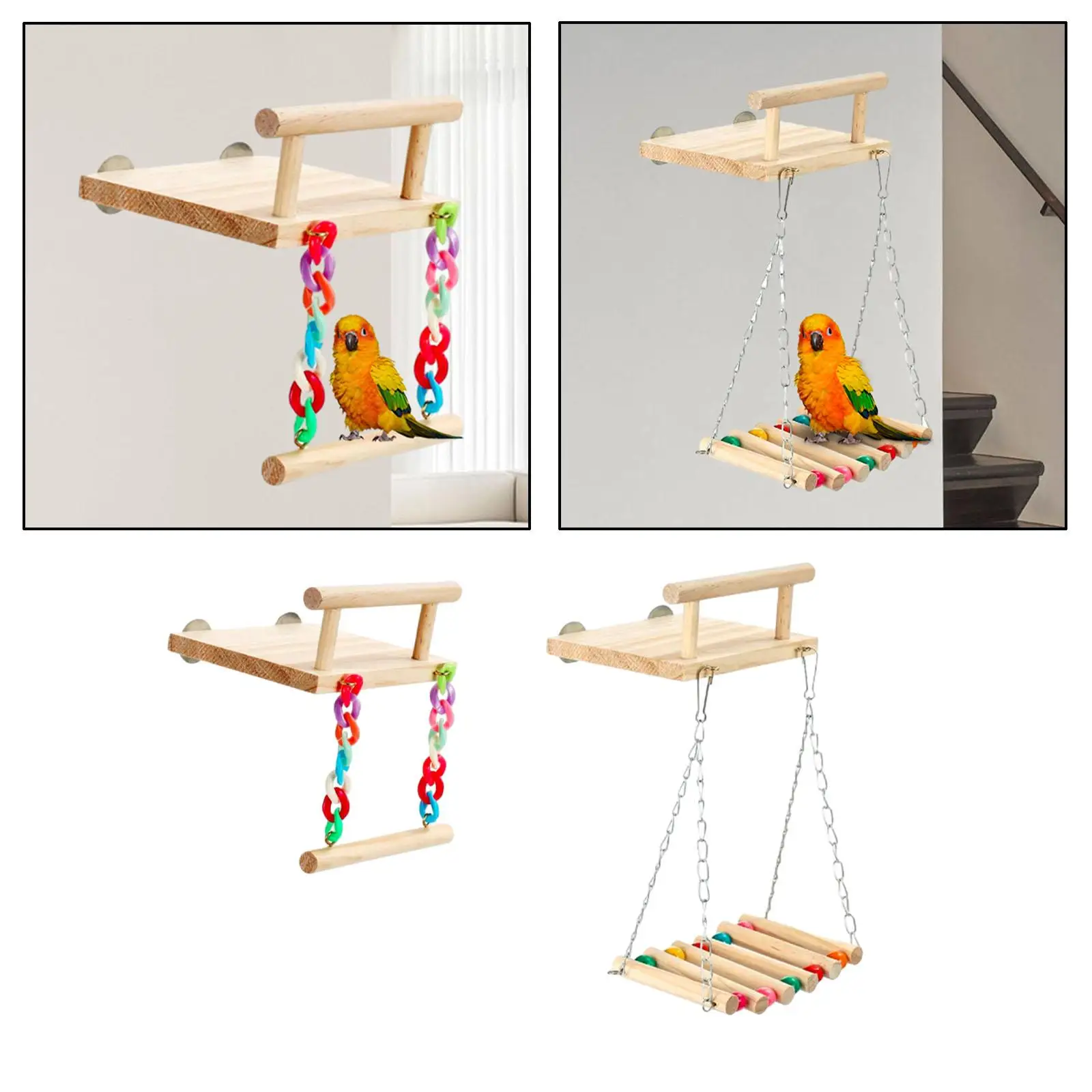 Juguete de madera portátil para loros ninfas, cacatúas y guacamayos - imagen 5