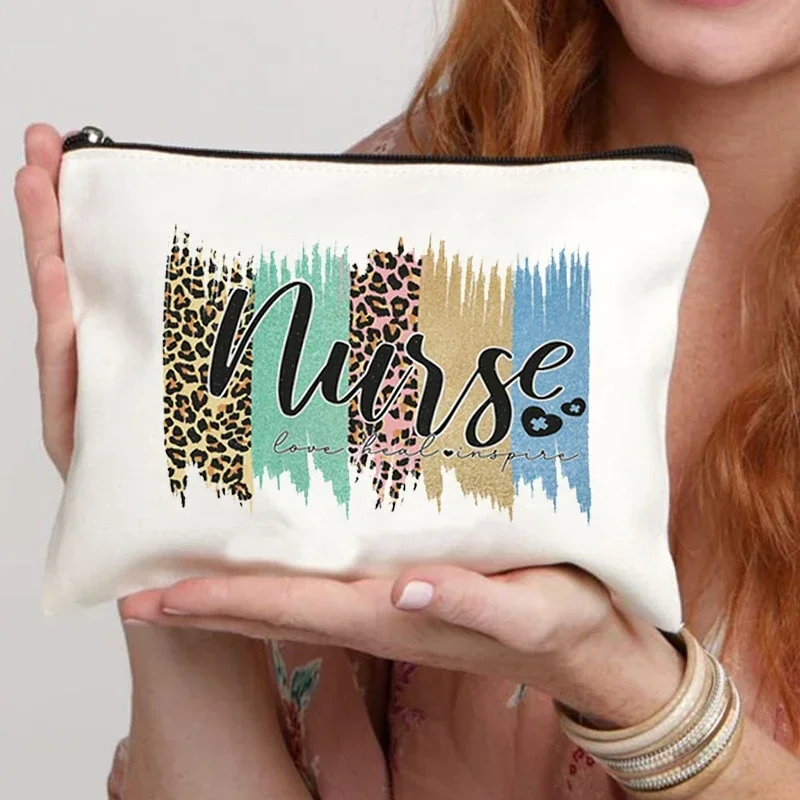 Beato Nurse Pattern Printed Makeup Bag regali per i compagni organizzatore cosmetico da viaggio per pochette da donna con borsa con cerniera