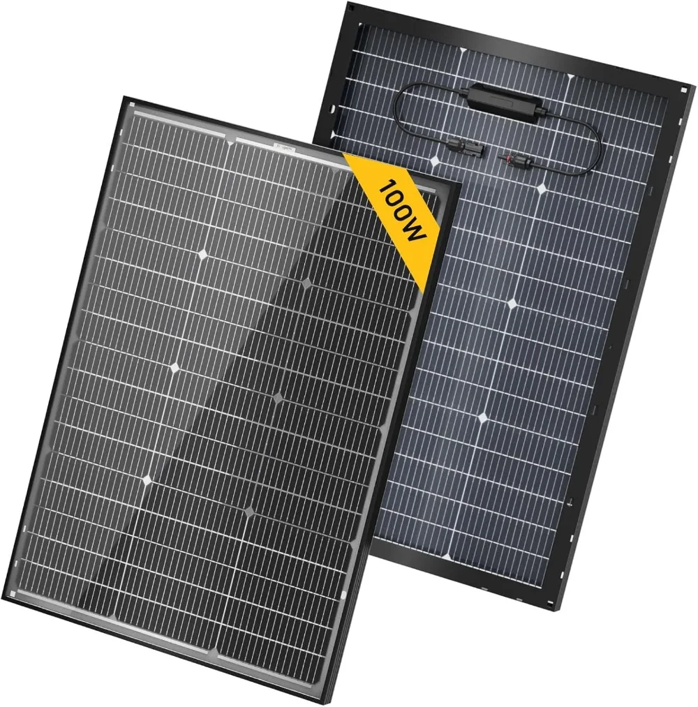 

N-Type 16BB 100W Bifacial Solar Panel,12V 100 Watt Solar Panel,for RV Camping Boat Marine Log Cabin Roof, Black Frame (1PCS)