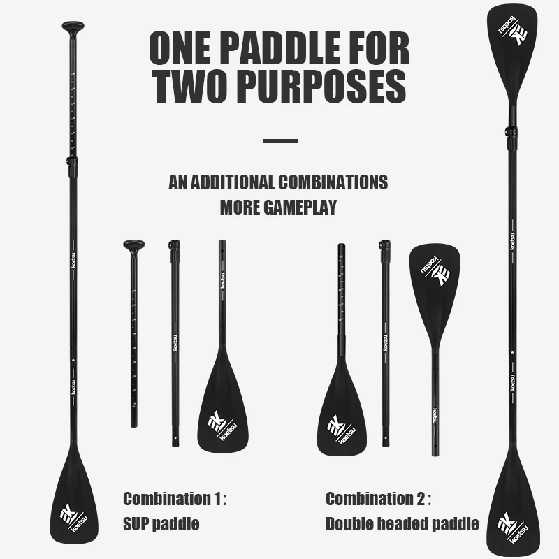 KOETSU Adjustable Aluminum Alloy Paddle for SUP Board and Kayak - Convertible Single/Double Head Oar for Water Sports,