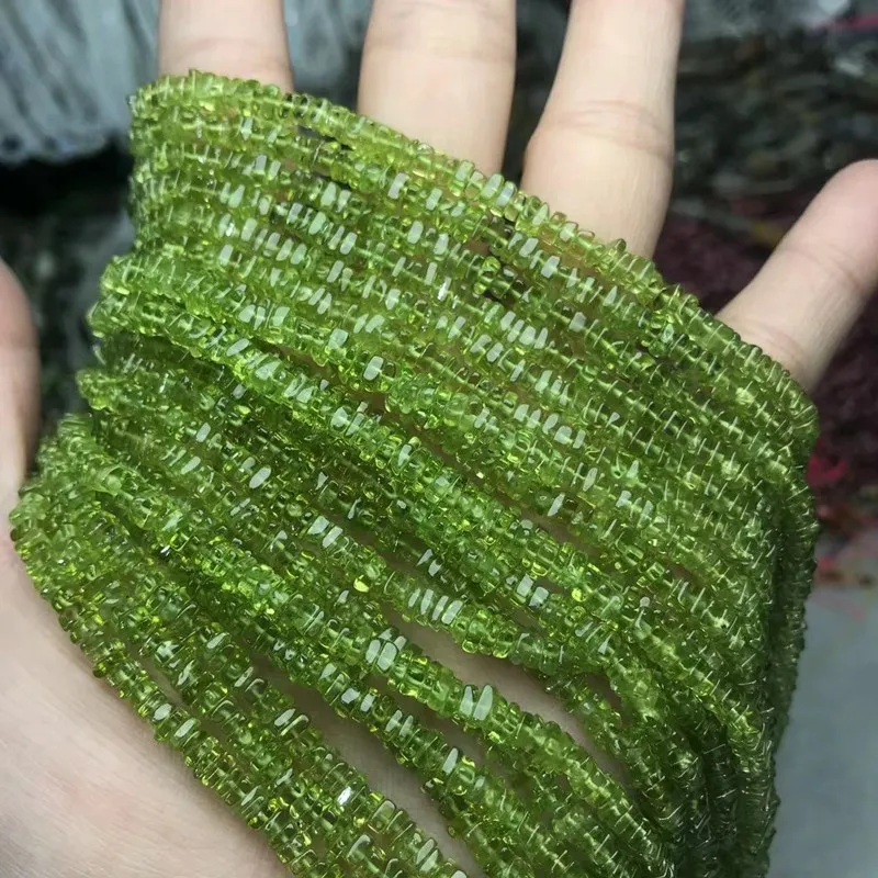 5A Peridot green square roundelle 4/5mm 38CM  for DIY jewelry making  loose beads FPPJ wholesale beads nature gem stone