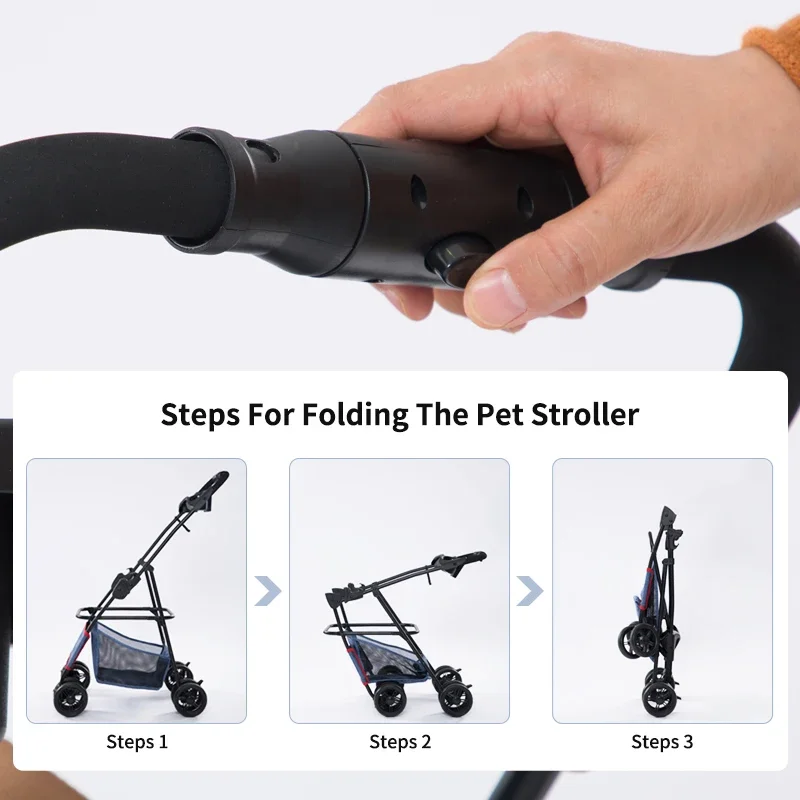 One-Hand Easy Fold Trolley Cheap Customized Dog Pet Strollers for Outdoor Walking Dog Pram Pet Strollers
