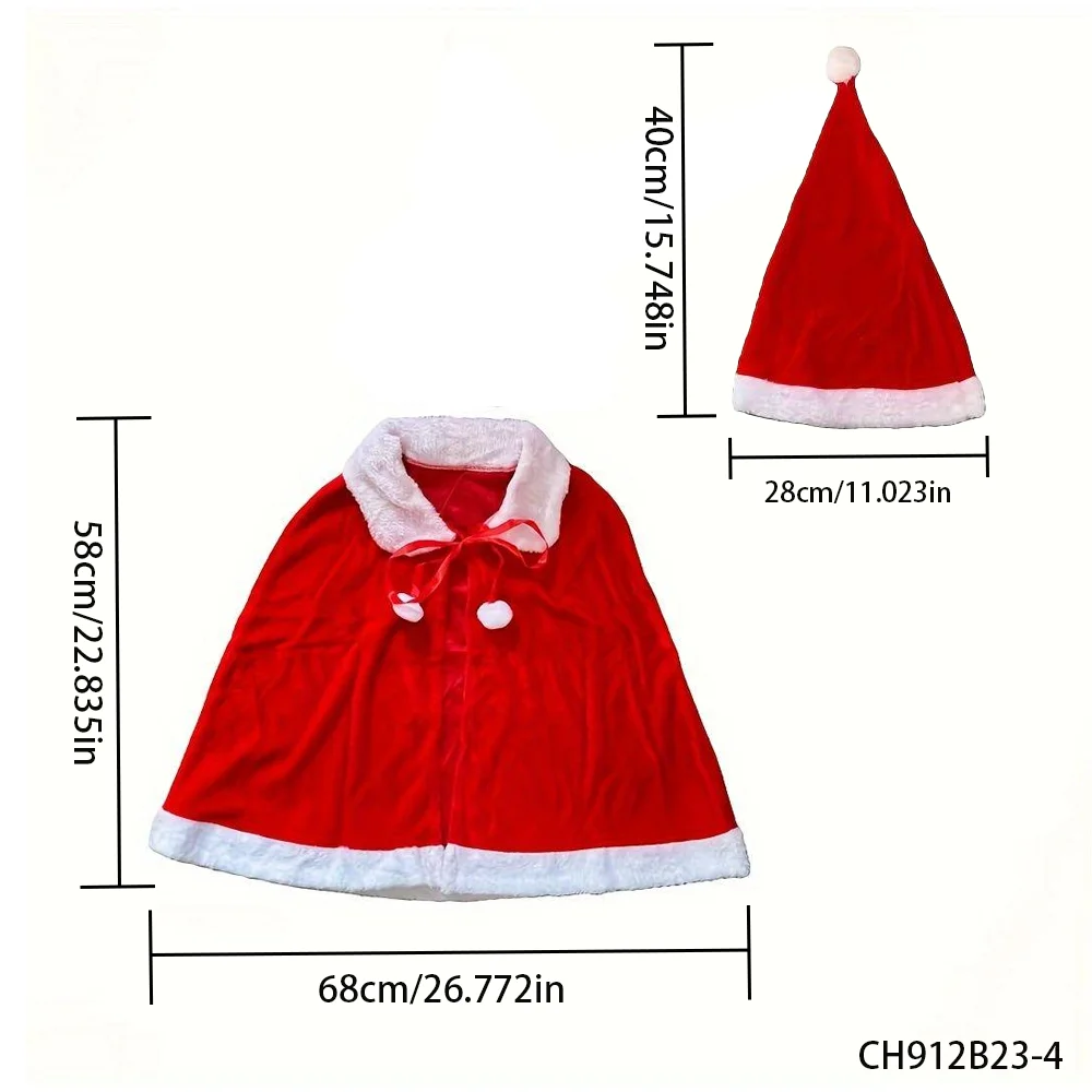 PESENAR Velvet Cape Outfits Christmas Santa Themed Dress Festive Photo Props for Holiday Parties Xmas Gatherings and