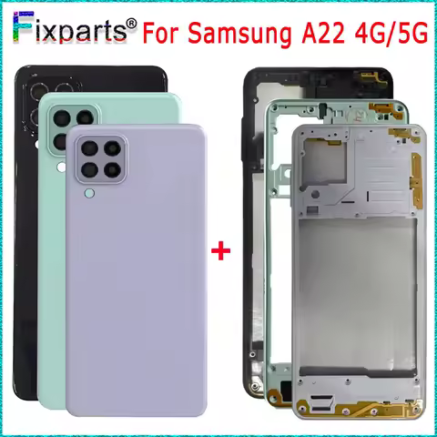 New For Samsung Galaxy A22 4G Battery Cover Door Rear Housing Case Replacement Parts For Samsung A22 5G Middle Frame