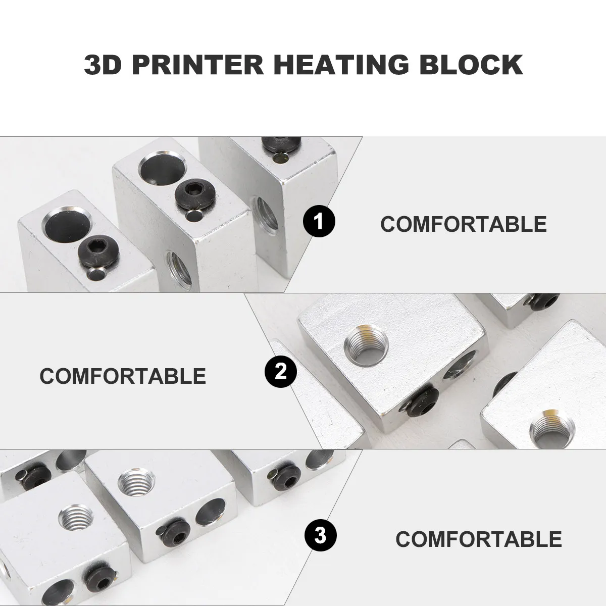 

5Pcs 3D Printer Heater Block Aluminum Durable Replacement for Mk7 Mk8 Extruder Heating Component Aluminum Heater Block