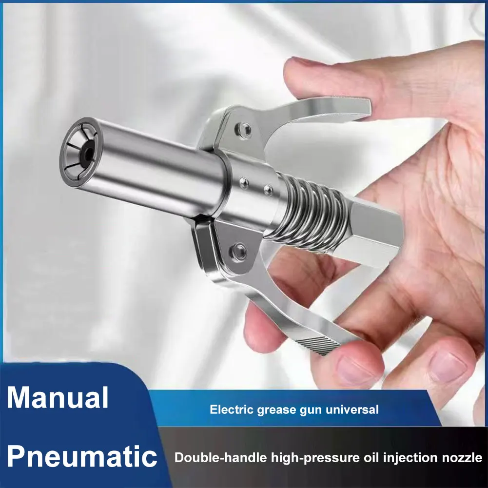 Grease Gun Coupler 10000 PSI Leak-Free Quick Release Grease Oil Pump Tip Two Press Car Syringe Lubricant Tip Repair Accessories