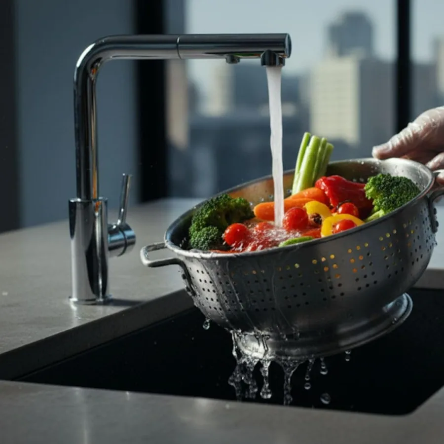 16 Qt. Aluminum Colander with Handles- Kitchen Colander Self-Draining Solid Base Colanders for Pasta Spaghetti Berry Fruit Veget