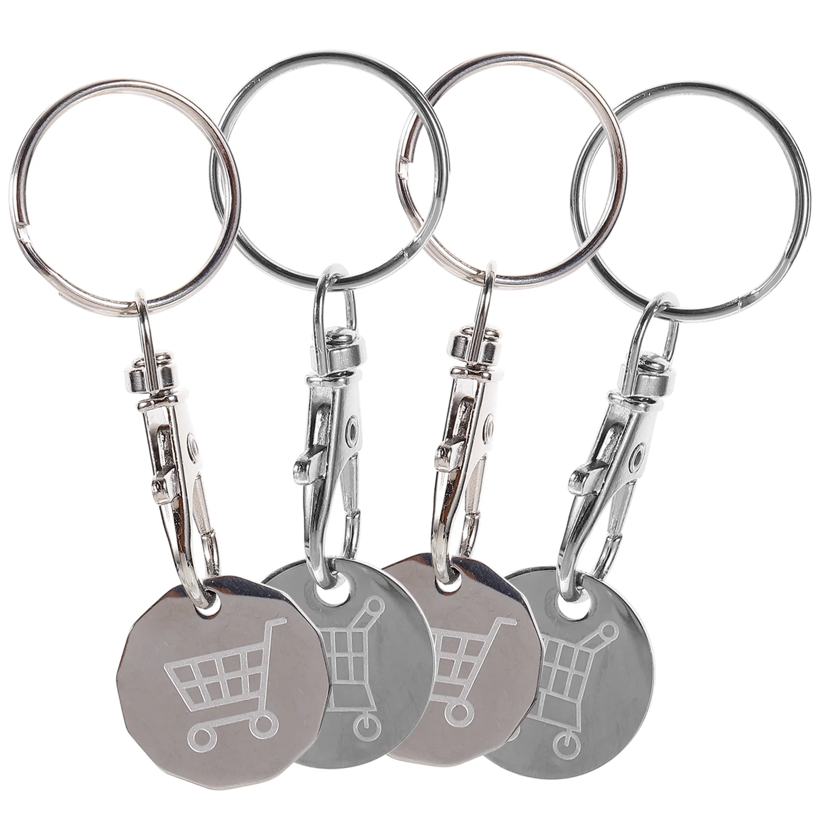 

4 Pcs Cart Token Shopping Cart Shopping Trolley Keyring Chain Decor Portable Tokens Stainless Steel Keyrings