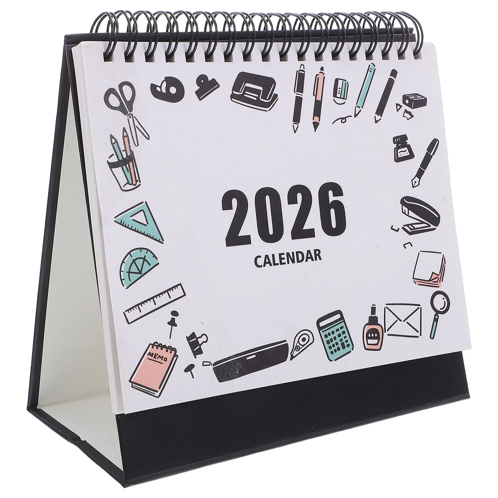 

Mini Desk 2025-2026 July To December Thick Paper Twin-Wire Bound Stickers Stand Up Desktop Planner For Office Home School 2026