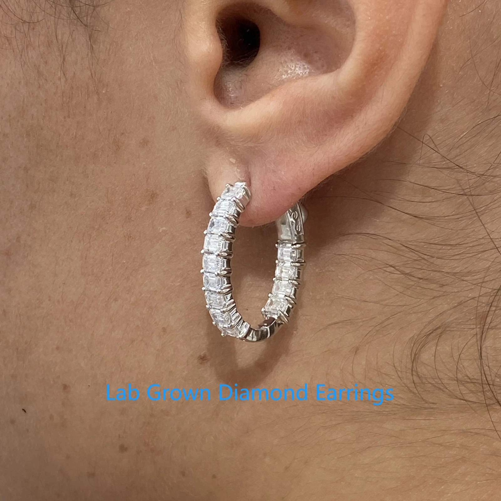 

Платиновые серьги-кольца 950, 2,6 CTW DEF VS-VVS HPHT, изумрудный, выращенный в лаборатории бриллиант, подарок на годовщину для женщин, ювелирные изделия