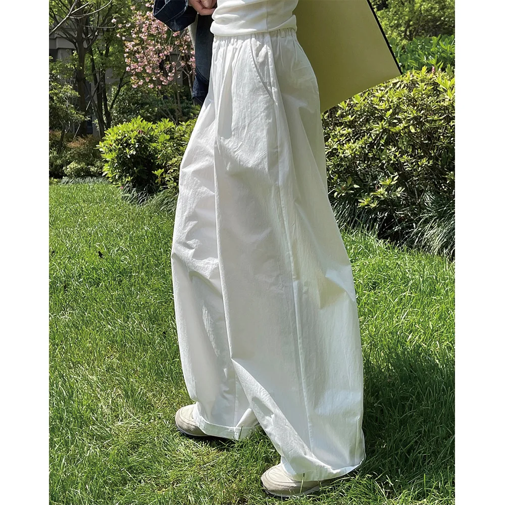 Women Big Wide Leg Cotton White Pants High Waist Very Loose Long Pants Fashion Women Cardo Pants Female Long Trousers