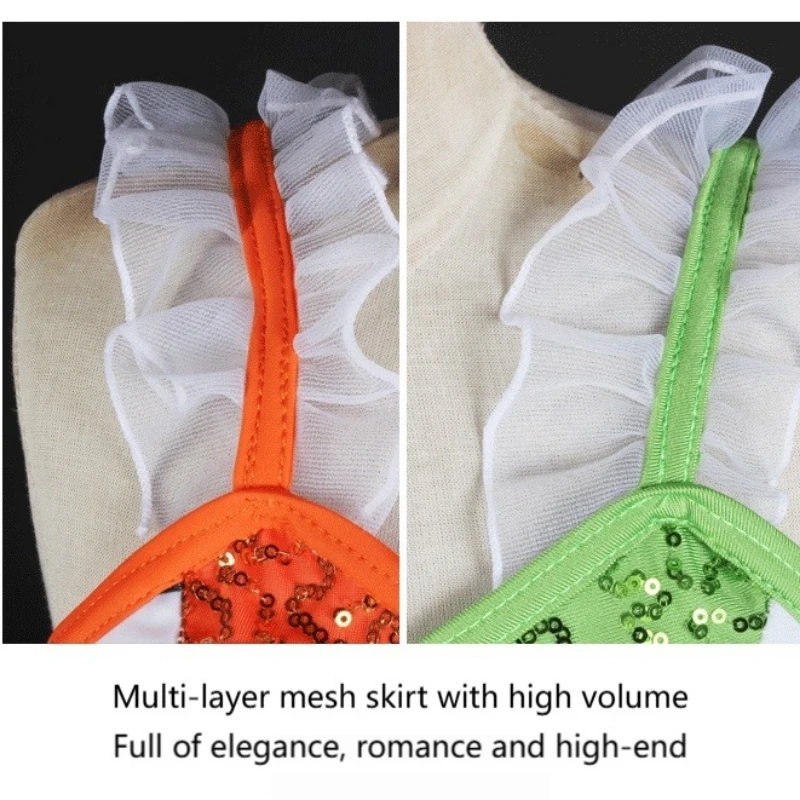 Robe Tutu de Ballet pour filles, vêtements de danse à paillettes pour spectacle sur scène, robes contrastées pour adultes, vêtements de danse de Ballet à carreaux pour enfants