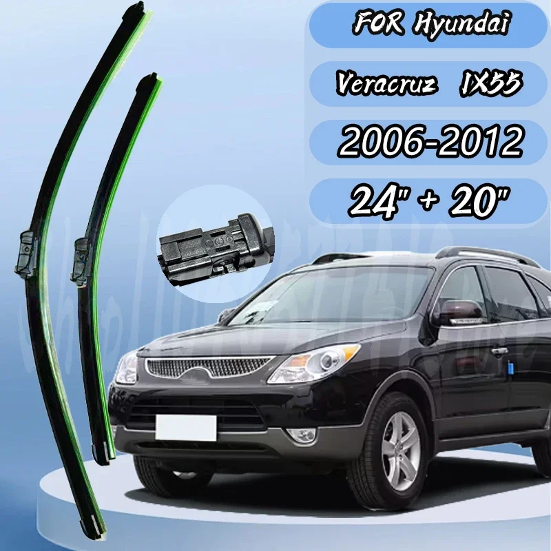 

Front Wiper Blades Set For Hyundai Veracruz IX55 2006-2012 Windshield 24"+20" Fifth generation silent upgrade