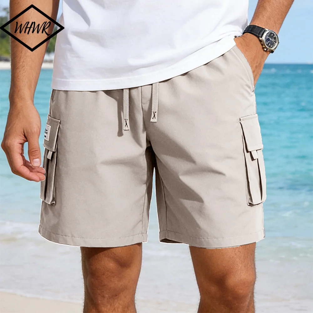Pantalones Cortos Cargo Multibolsillos para Hombre, Estilo Casual, Holgados, con Cintura Elástica, para Deporte, Bermuda