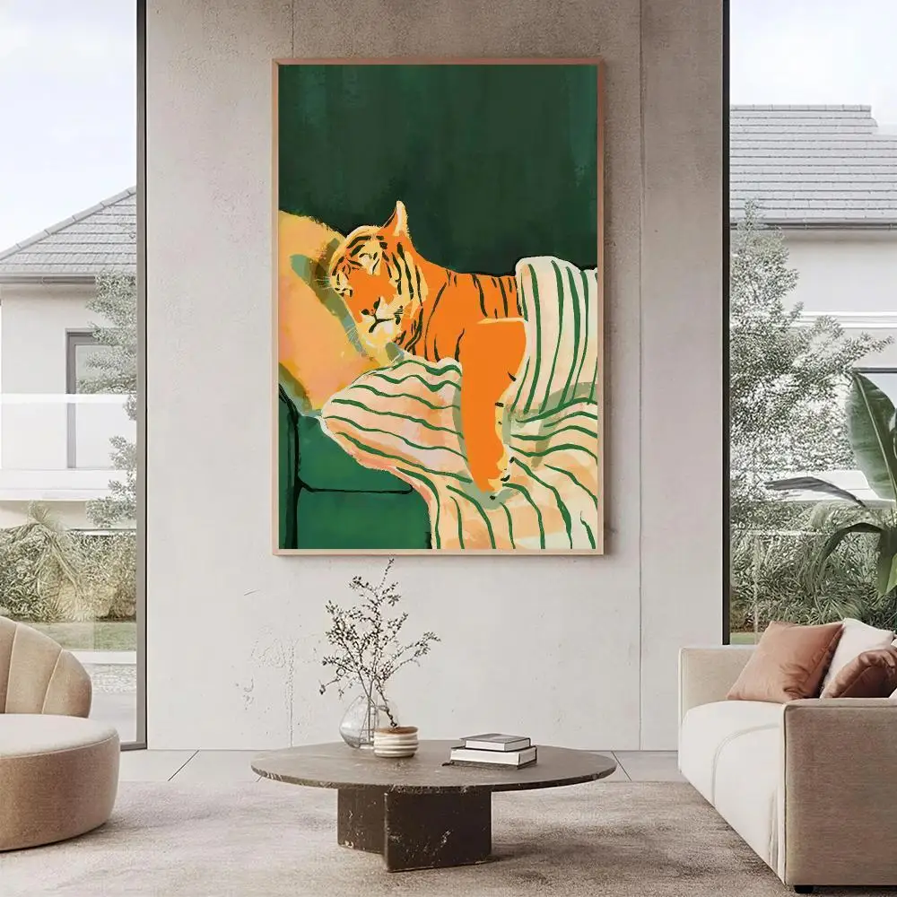 Emerald Green Tiger HD Wall Art Poster Modern Animal Illustration Aesthetic Artwork Dark Green Decor Home Decoration Gift