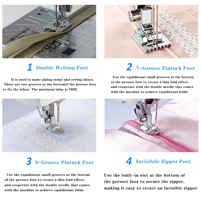 16 PCS Sewing Machine Presser Foot For Brother Singer Darning Foot Feet Domestic Braiding Blind Stitch 16 PCS Set Overlock