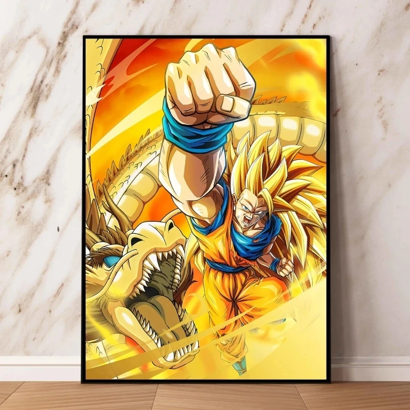 Monkey King Super Saiyan Anime Dragon Ball Mural Cartoon Home Decor Living Room Poster Painting Children\'s Festival Aesthetics