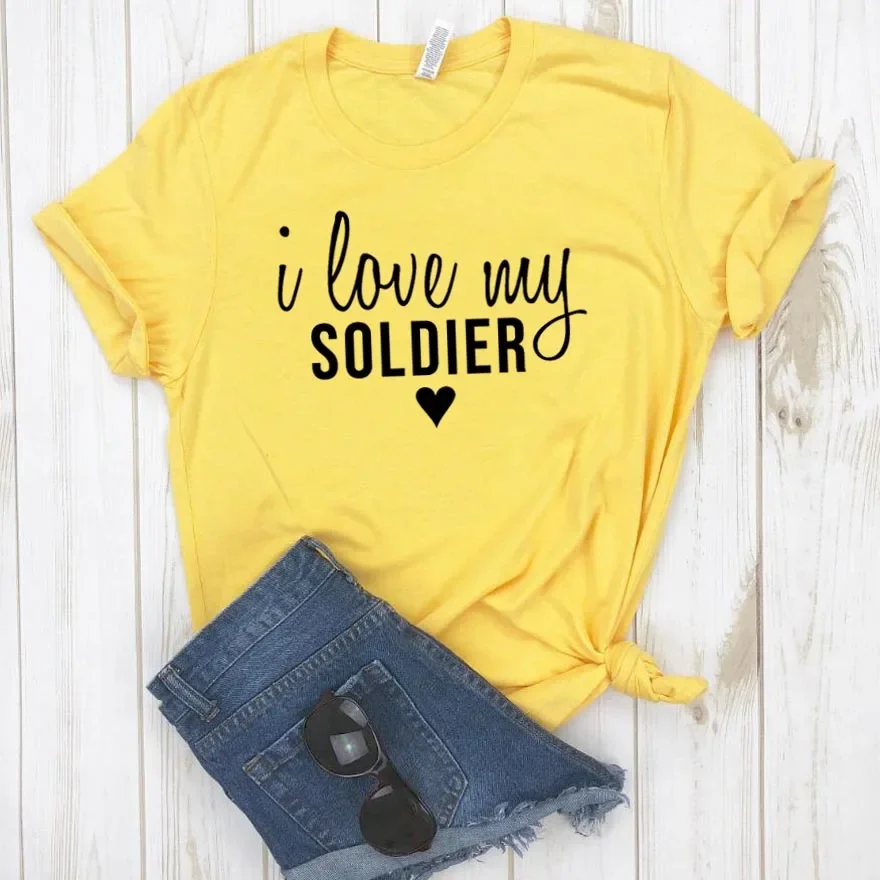 Tshirt  I Love My Soldier Army Girlfriend Women Cotton Young Girl Regular Country Music Women Graphic Tees Country Girl Tee