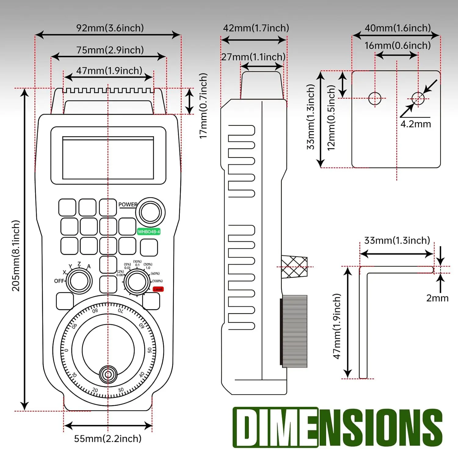 WHB04B-6 CNC راوتر Mach3 6 محور CNC تحكم لاسلكي CNC MPG قلادة بالقطع أداة جزء التشفير الإلكتروني عقارب