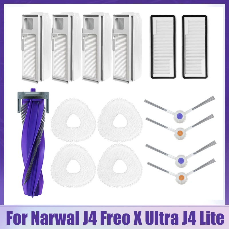 

Швабра для пылесоса Narwal J4 Freo X Ultra J4 Lite, сменные тряпки, боковая щетка, роликовая, НЕРА-фильтр, аксессуары