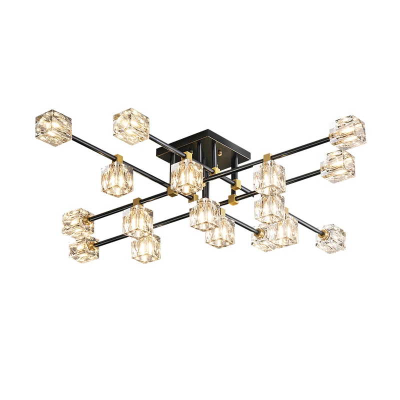 

Dimmable LED Black Silver Gold Crystal Copper Lamparas De Techo 2024 Ceiling Chandelier Ceiling Lamp For Living Room Bedroom