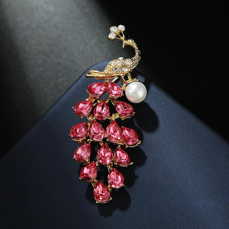 Fashion Crystal Pearl Peacock Brooches For Women Clothing Coat Party Accessories Gifts image 5