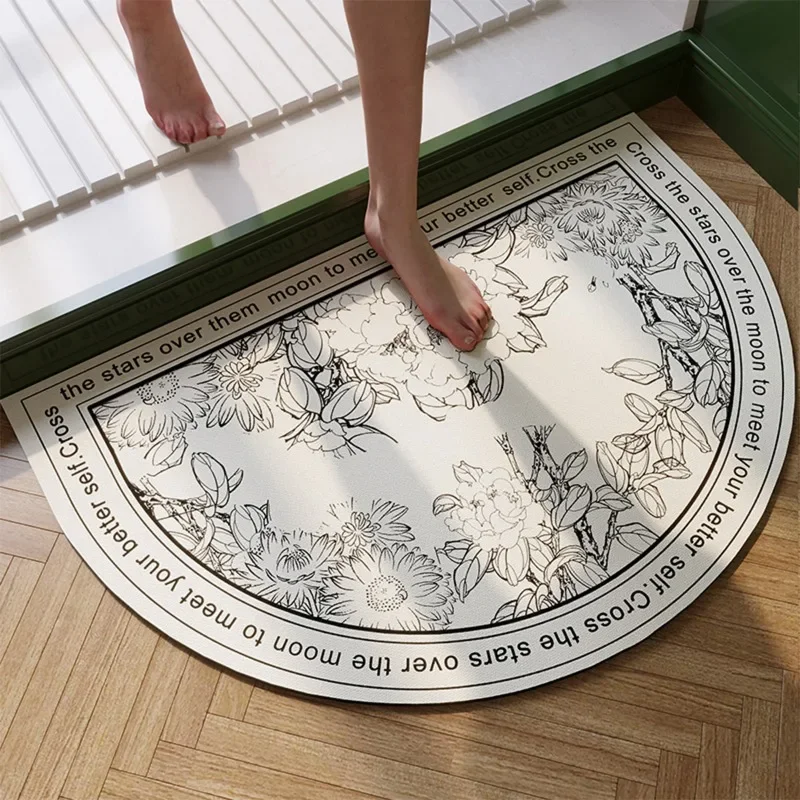 Bathroom Pvc Absorbent Mat Quick-drying Non-slip Doormat Semicircular Area Rug Soft Comfortable Foot Mats Alfombra De Baño 욕실 카펫